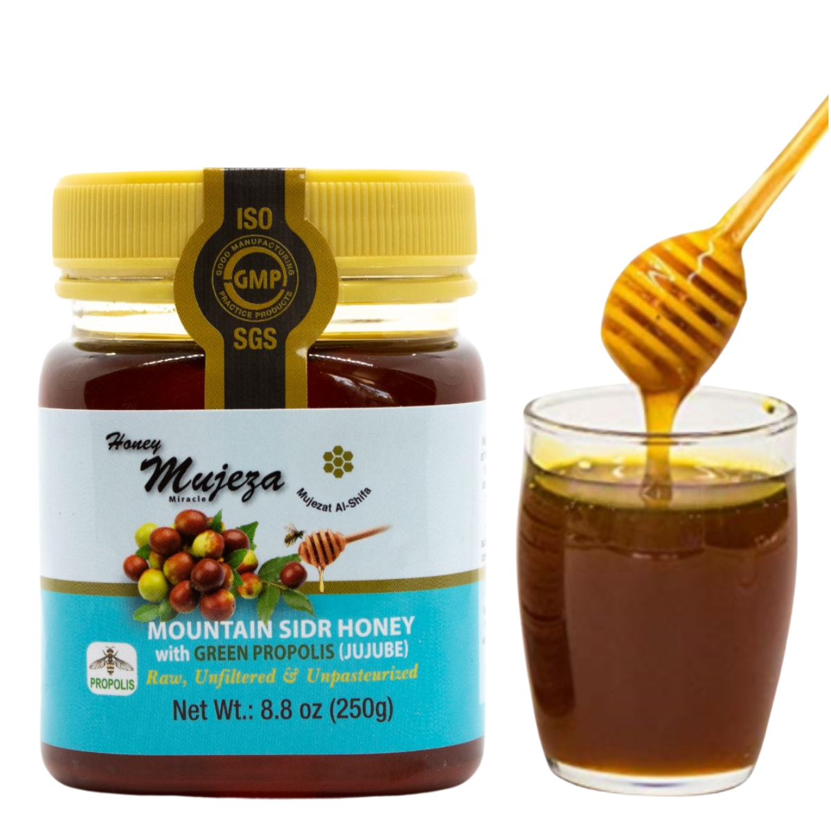 Sidr_with_Propolis_250g.png Mountain Sidr Honey with Propolis, Raw — 250g / 8.8 oz