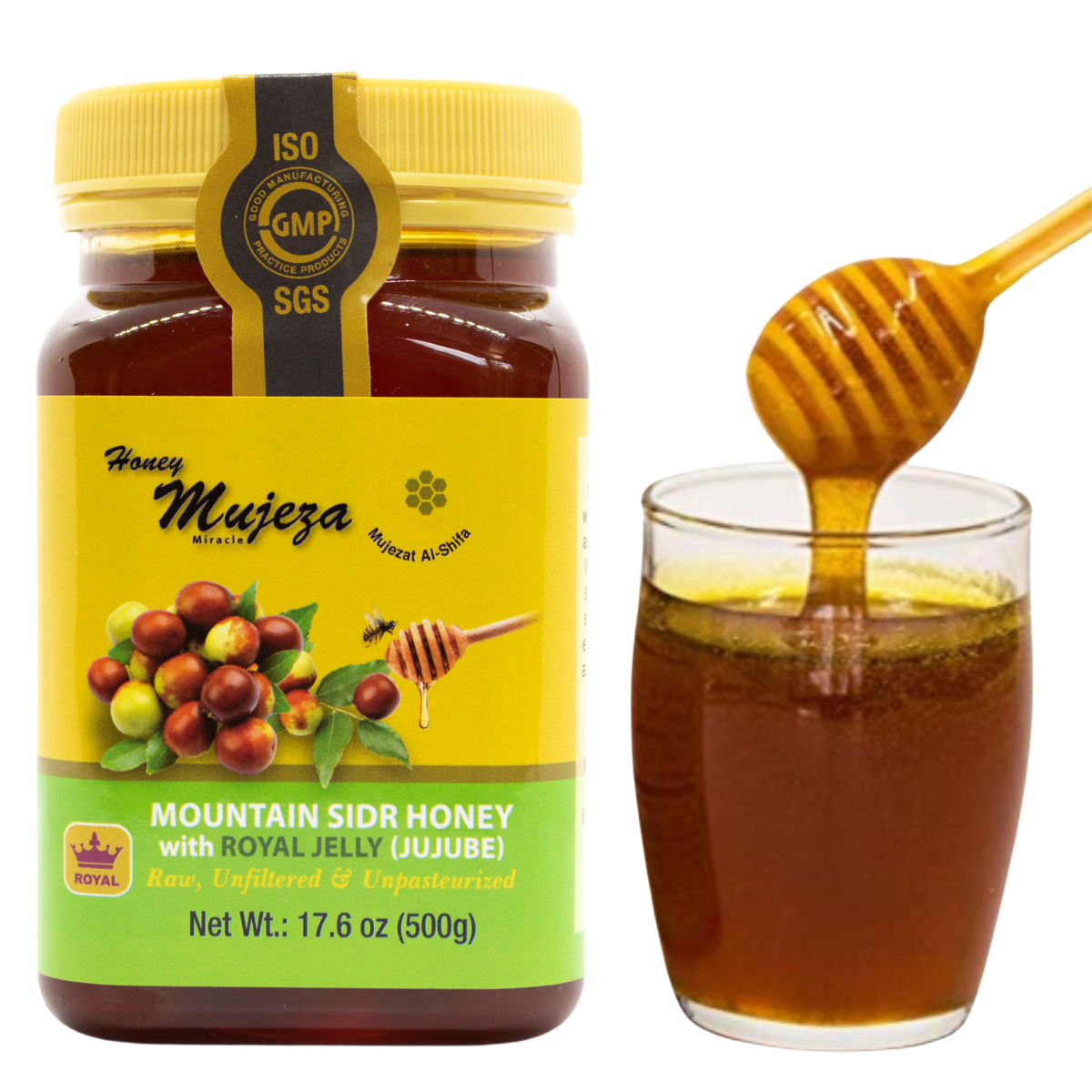 Sidr_with_RJ_500g.png Mountain Sidr Honey with Royal Jelly, Raw — 500g / 17.6 oz